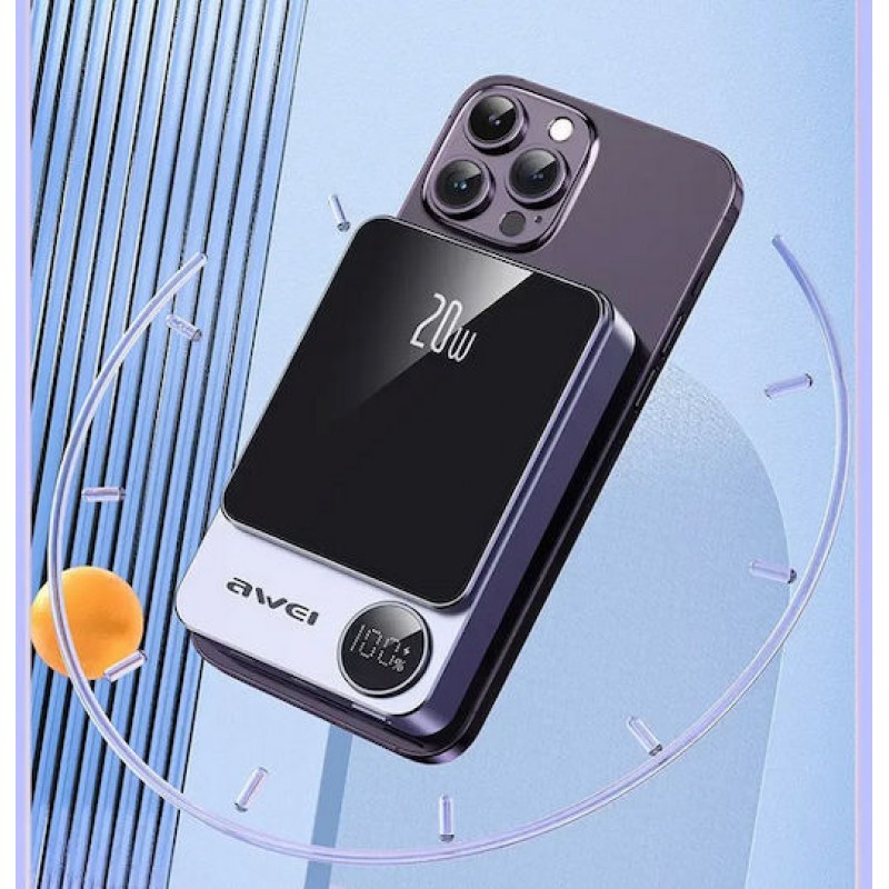 AWEI P39K Powerbank μαγνητικής φόρτισης, 10.000mah, 20W, Grey (005500 ) AWEI P39K Powerbank μαγνητικής φόρτισης, 10.000mah, 20W, Grey (005500 )